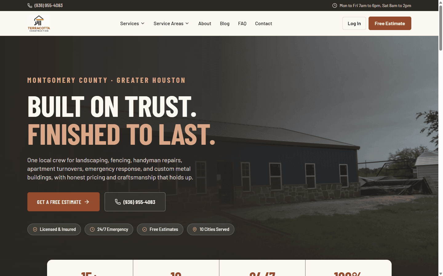 Terracotta Construction website built by StephensCode